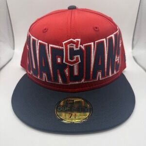 New Era‎ 59FIFTY Cleveland Guardians Red Satin Fitted Hat 7 3/8 MLB Baseball Cap